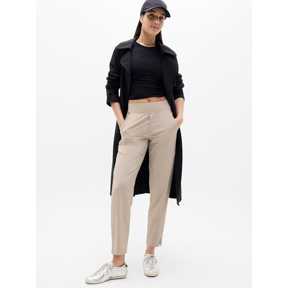 Athleta High-Rise Brooklyn Ankle Pants Polyester Stretch Elastic Waist Size 14 - Picture 1 of 13